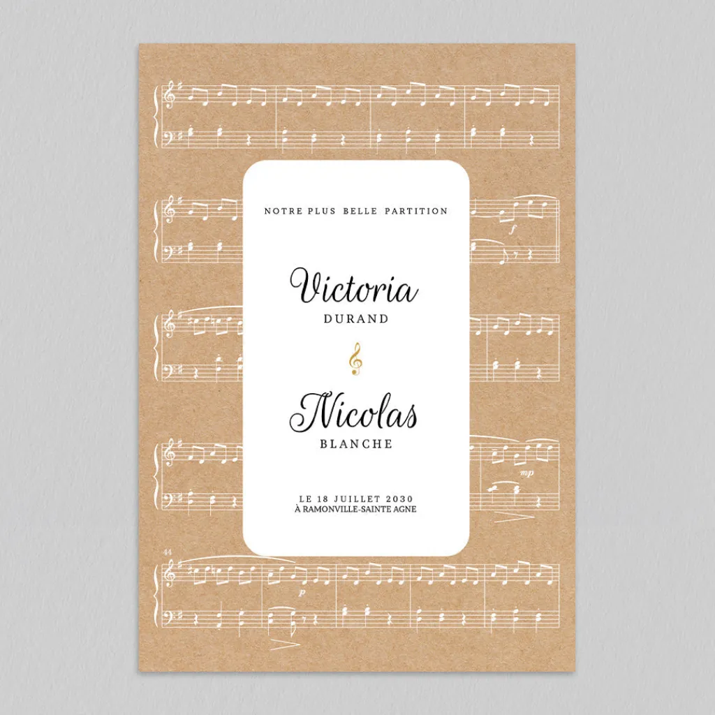 Faire-part Mariage Original^Planet cards Une partition de mariage