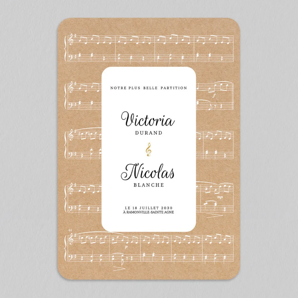 Faire-part Mariage Original^Planet cards Une partition de mariage