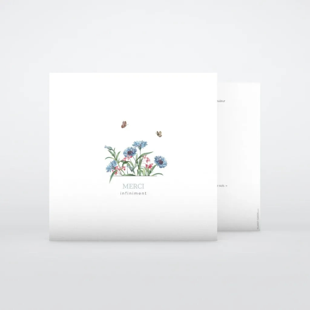Carte Remerciement Décès^Planet cards Universel Bleuets
