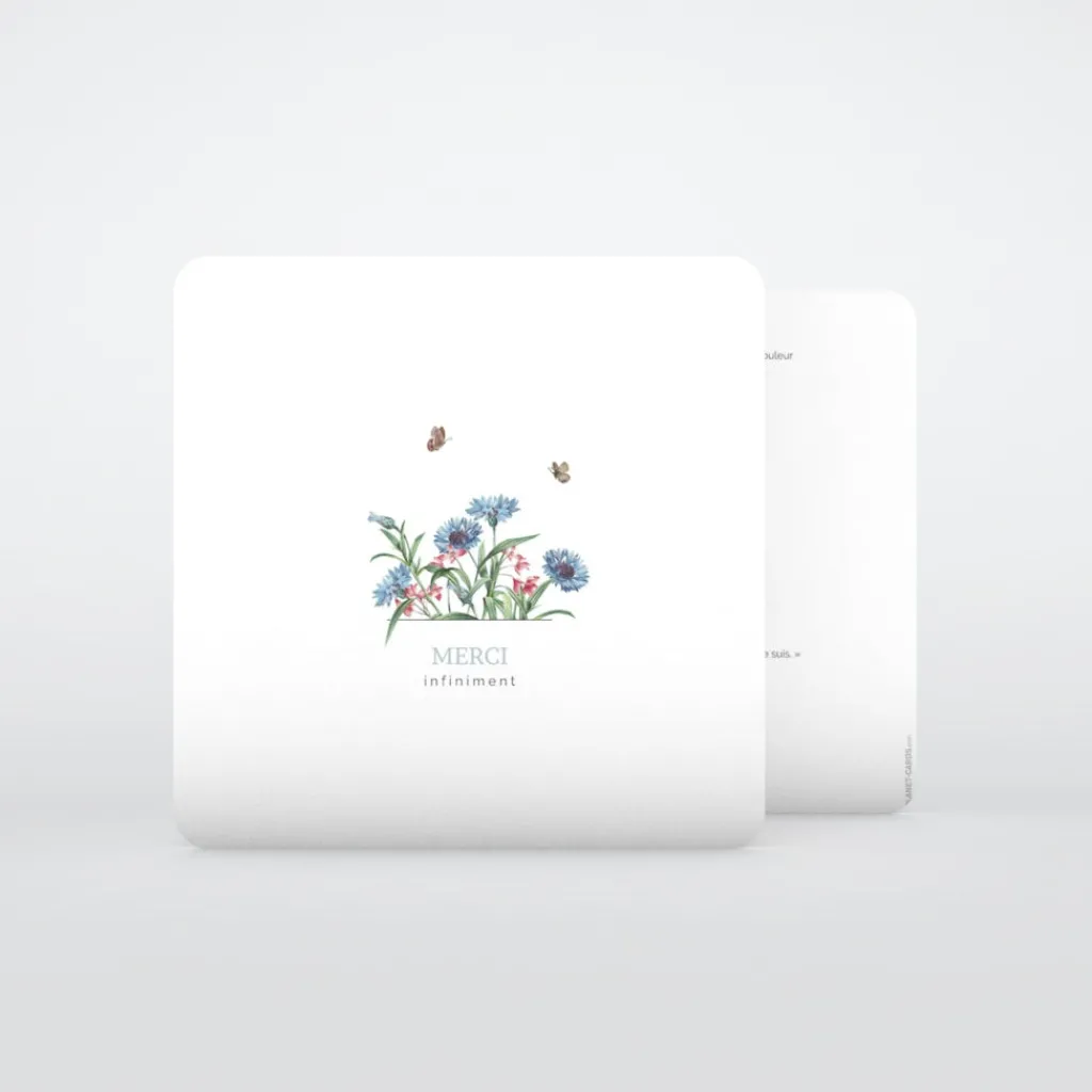 Carte Remerciement Décès^Planet cards Universel Bleuets