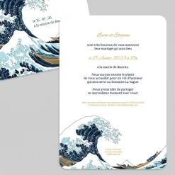 Faire-part Mariage Original^Planet cards Vague Japonaise