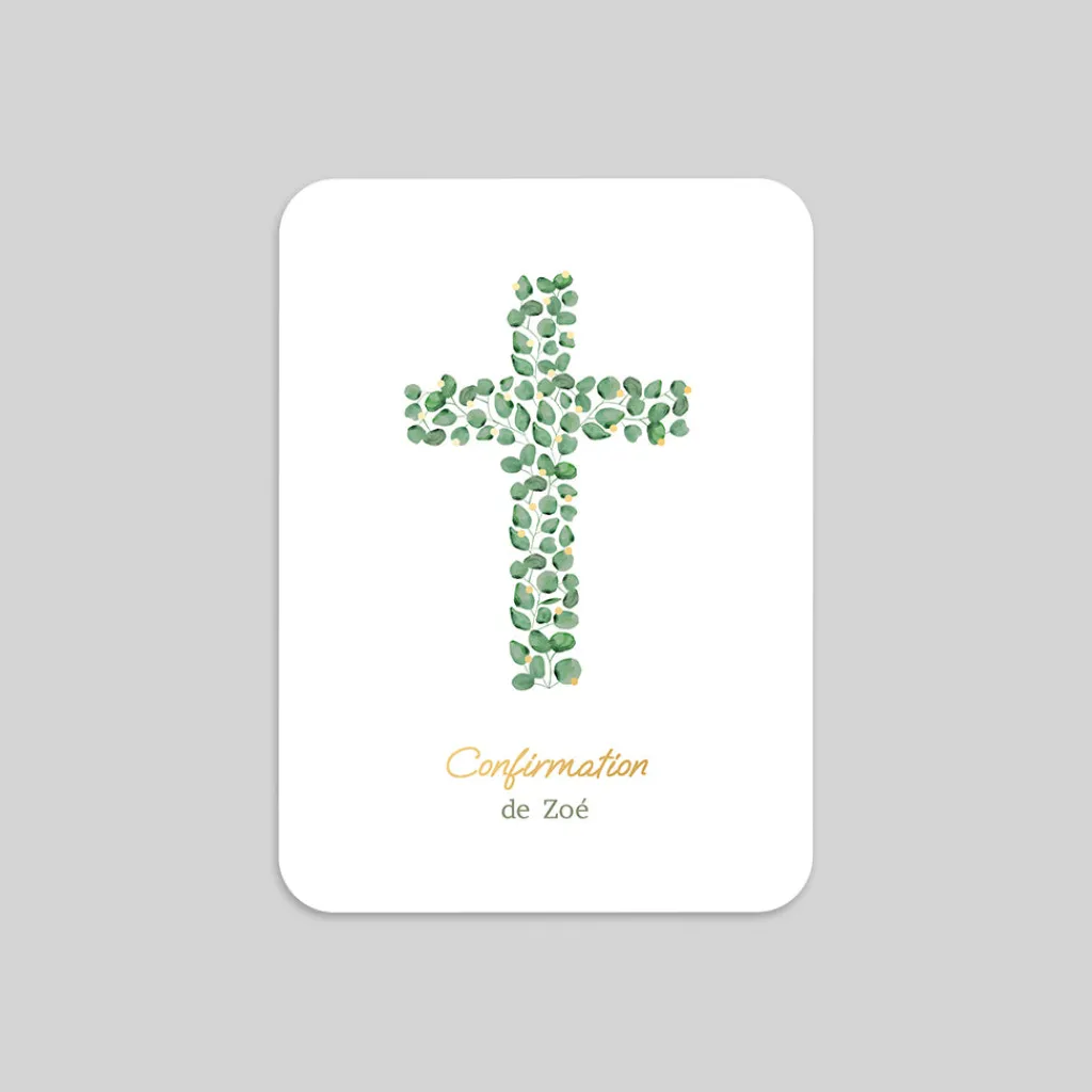 Faire-part Confirmation^Planet cards Végétal et Jolie Croix