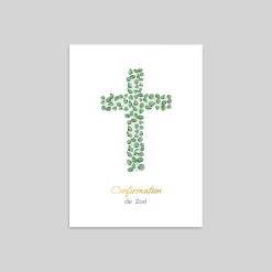 Faire-part Confirmation^Planet cards Végétal et Jolie Croix