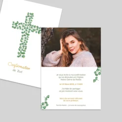 Faire-part Confirmation^Planet cards Végétal et Jolie Croix