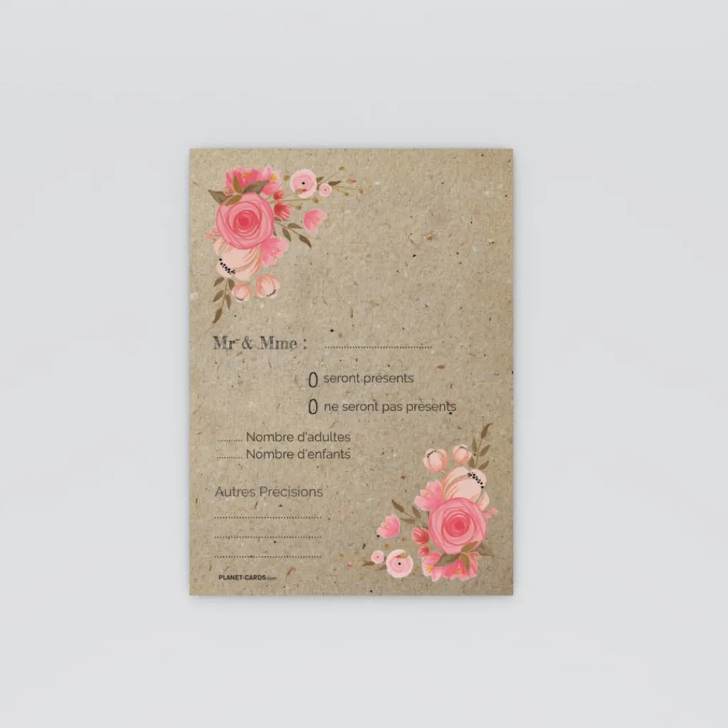 Coupon-réponse Mariage^Planet cards Vintage champêtre