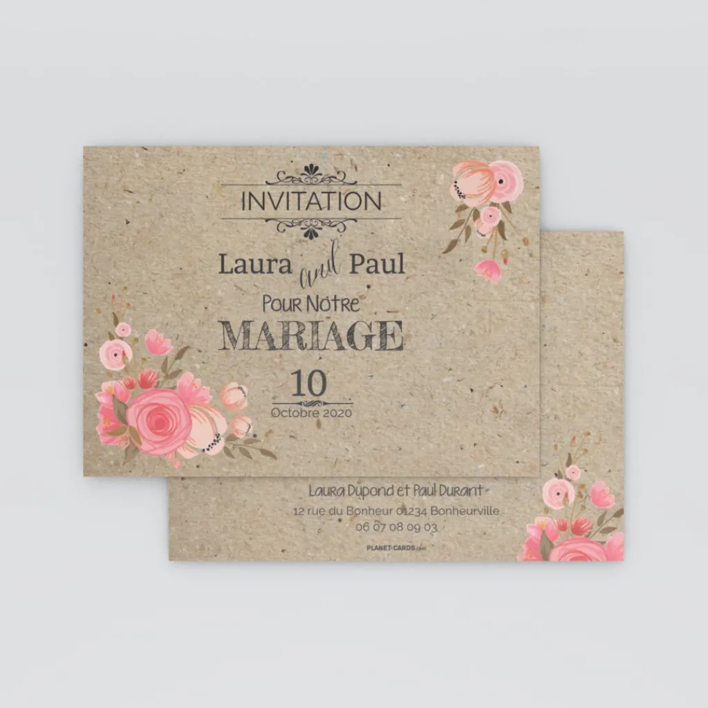 Carte D'invitation Mariage^Planet cards Vintage champêtre